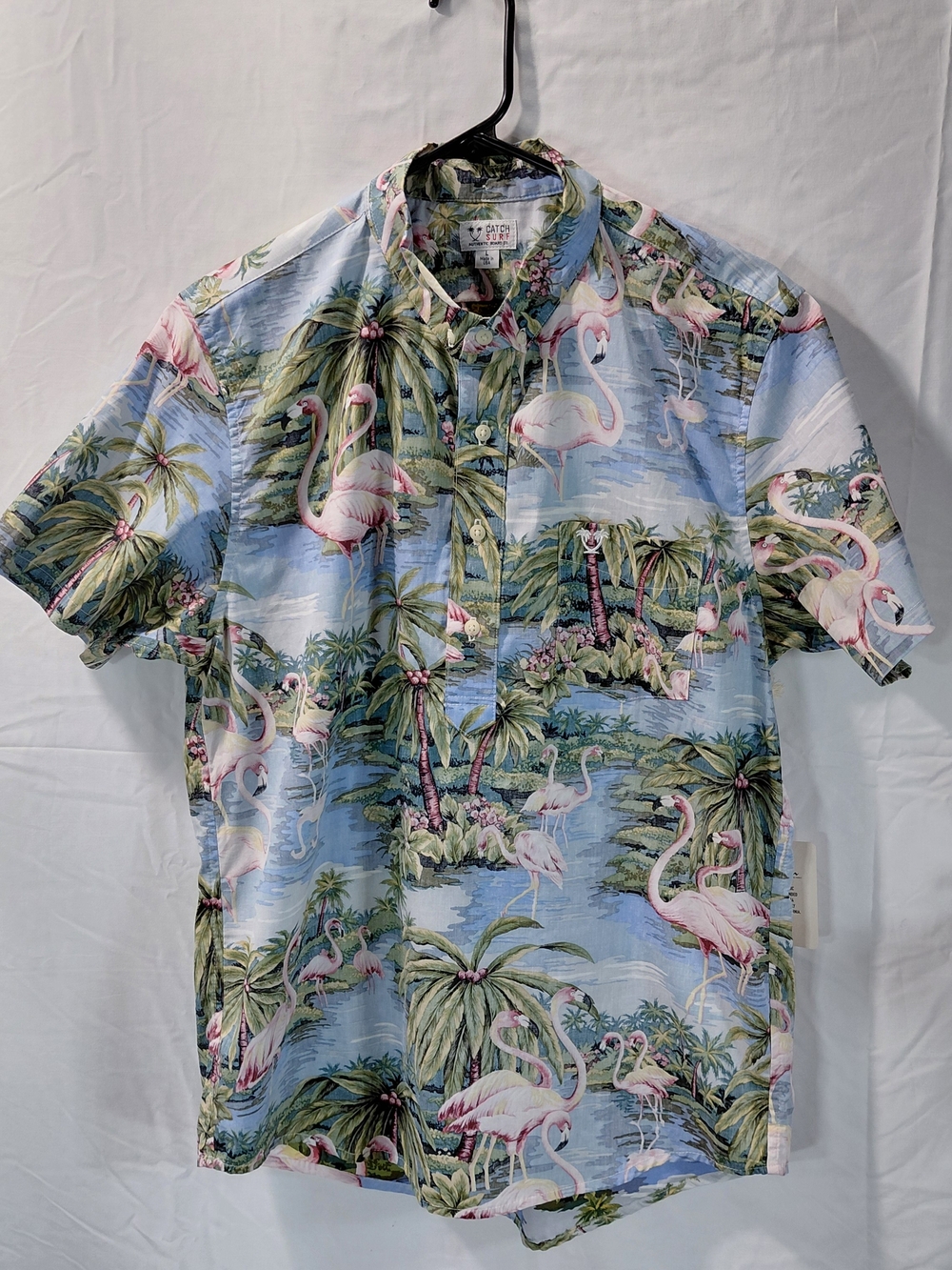 Catch Surf Pink & Blue Flamingo Tropical Print Button-Down Shirt